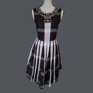 NWT Anthropologie Pleated Plaid Dress (Maeve) with Beaded Neck in Size 4